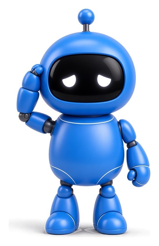 Robot azul preocupado